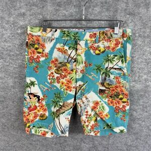 Polo Ralph Lauren Shorts Mens 33 Hawaiian Floral Hula Girl Slim Fit Linen‎ Blend